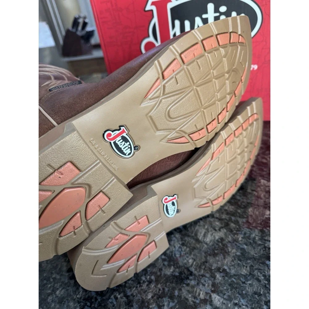 Justin Original Workboots Daywork 11 Inch Waterproof Work ‎ Mens Brown  Sz 14 D